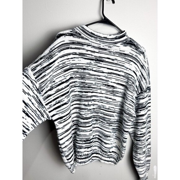 Nine West Space Dye Mock Neck Sweater Large Black Cream Womens Pullover - Picture 3 of 5